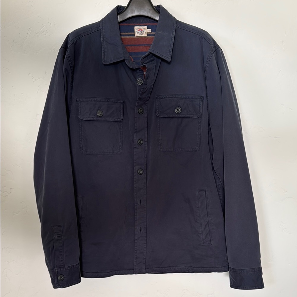 Faherty Dark Blue Shirt Jacket